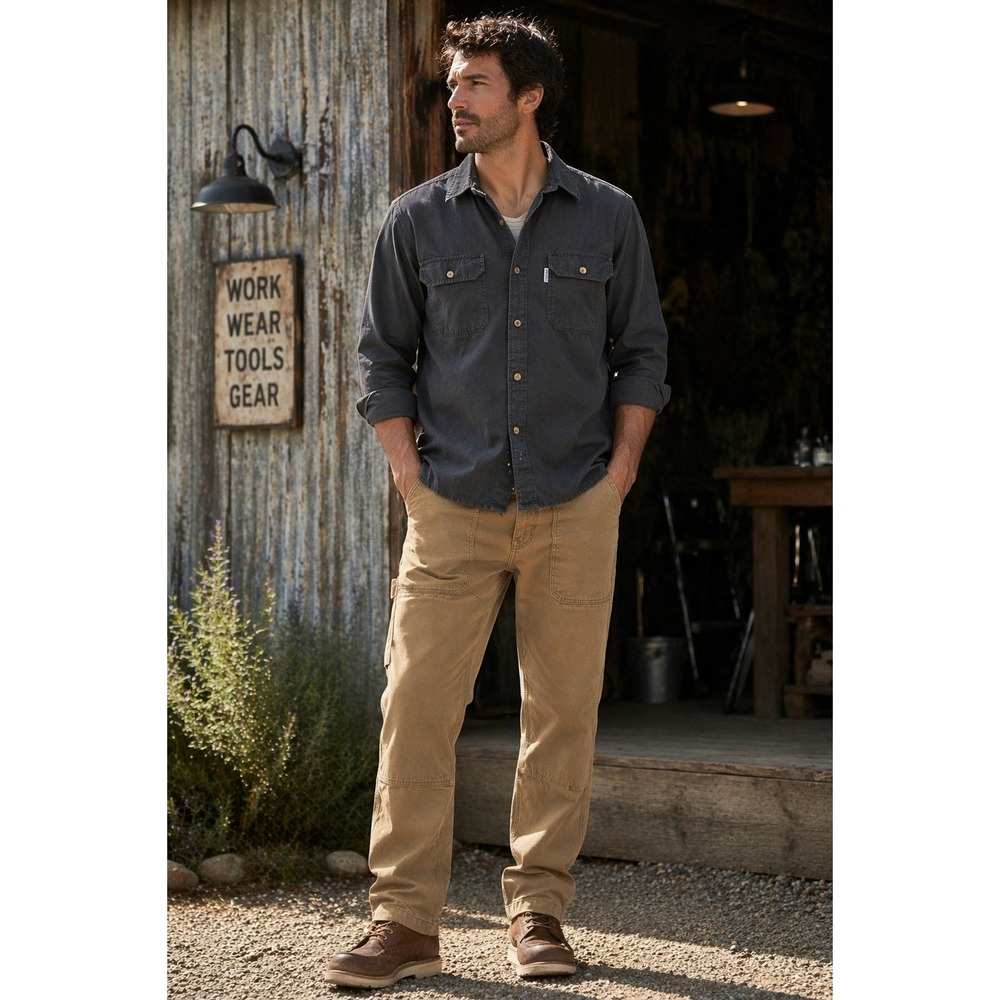 Carhartt Mens Relaxed Fit Canvas Work Pants Brown 36x32 Double Front Utility